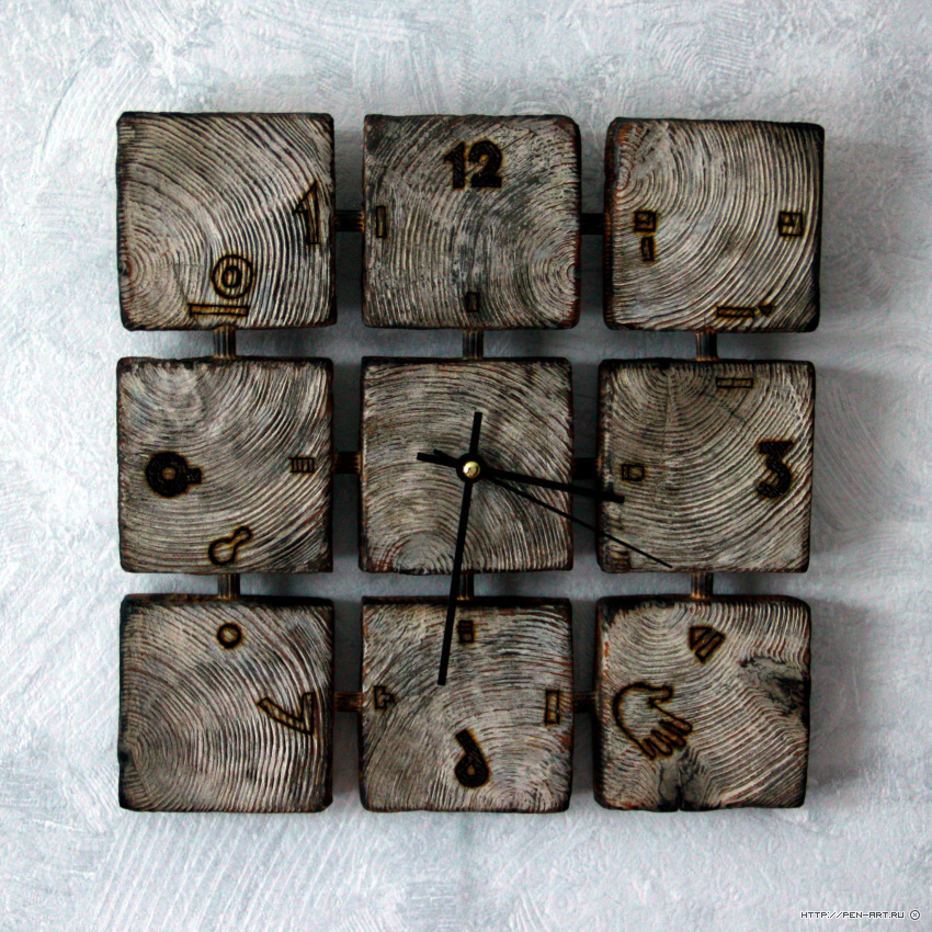 Wall clock made of pine